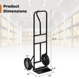 Metal Hand Truck Heavy-Duty 600 LBS Moving Dolly Cart with P-Handle and 10inch Rubber Wheels