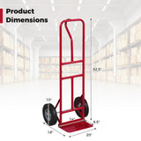 Metal Hand Truck Heavy-Duty 600 LBS Moving Dolly Cart with P-Handle and 10inch Rubber Wheels