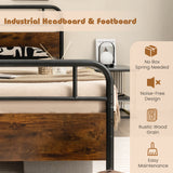 Twin/Full/Queen Size Bed Frame with Industrial Headboard