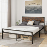 Platform Full/Queen Bed with Rustic Headboard and Footboard