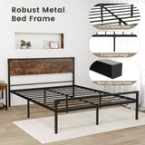 Platform Full/Queen Bed with Rustic Headboard and Footboard