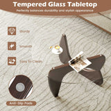 Triangle Coffee Table with Tempered Glass Top and Adjustable Rubber Wood Base