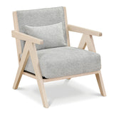 Mid-Century Modern Accent Chair Artificial Leather Sofa Chair with Rubber Wood Frame