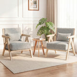 Mid-Century Modern Accent Chair Artificial Leather Sofa Chair with Rubber Wood Frame