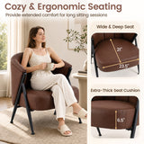 Mid Century Modern Accent Chair with Curved Backrest and Wide Seat Comfy Armchair-Brown