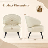 Mid Century Modern Accent Chair Comfy PU Leather Upholstered Armchair-White