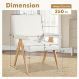 Mid Century Modern Accent Chair with Rubber Wood Frame and Padded Armrests-White