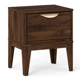 Mid Century Modern Bedside Table with Drawer and Tapered Support Feet for Bedroom-Walnut