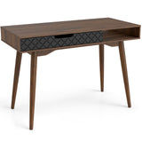 Mid-Century Modern Computer Desk with Drawer and Open Compartment-Brown