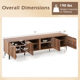 Mid Century Modern Entertainment Center with 4 Storage Cabinets for Living Room-Walnut