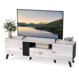 Mid Century Modern TV Stand Entertainment Center for 80" TVs-Oak