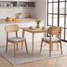 Mid Century Rattan Dining Chairs Set of 2 with Rattan Back and Solid Wood Frame