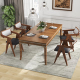 Mid Century Wooden Accent Chairs with Leathaire Seat Cushions Set of 2