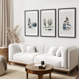 Winter Nature Set of 3 Wall Art Pine Forest Decor