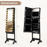 Mirror Jewelry Cabinet with 20 Warm Lights and 4 Tilt Angles