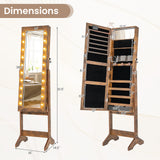 Mirror Jewelry Cabinet with 20 Warm Lights and 4 Tilt Angles