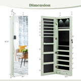 Wall and Door Mounted Mirrored Jewelry Cabinet with Lights