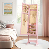 Mirrored Standing Jewelry Cabinet Storage Box