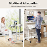 Mobile Standing up Desk Adjustable Computer Desk Tilting Workstation