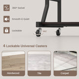 Mobile Computer Desk with Keyboard Tray Mouse Tray and Shelf-Dark Brown