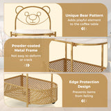 2-Tier Mobile Glass Coffee Table with Bear Pattern