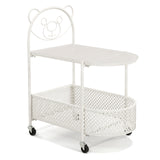 2-Tier Mobile Glass Coffee Table with Bear Pattern