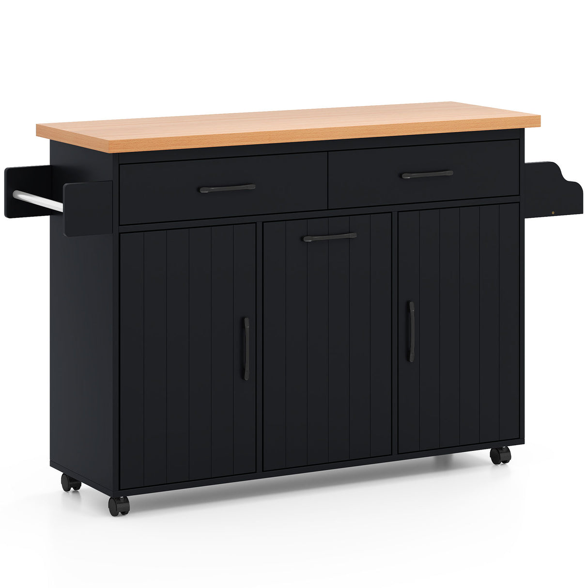 Mobile Kitchen Island Table with Trash Bag Storage for Dining Room