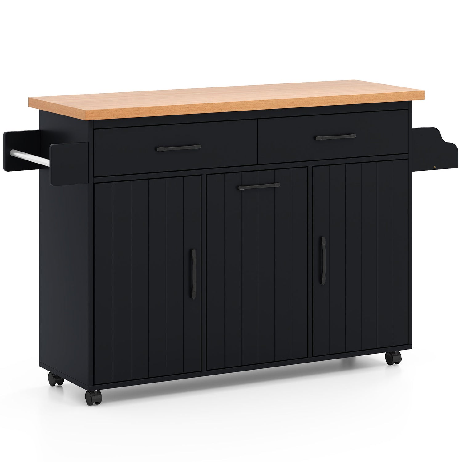 Mobile Kitchen Island Table with Trash Bag Storage for Dining Room
