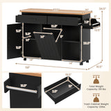 Mobile Kitchen Island Table with Trash Bag Storage for Dining Room