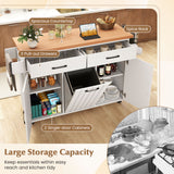 Mobile Kitchen Island Table with Trash Bag Storage for Dining Room