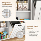 Mobile Kitchen Island Table with Trash Bag Storage for Dining Room