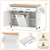 Mobile Kitchen Island Table with Trash Bag Storage for Dining Room