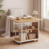 Mobile Night Stand with Foldable Swivel Top and 2-Tier Shelf for Small Spaces