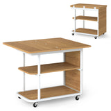 Mobile Night Stand with Foldable Swivel Top and 2-Tier Shelf for Small Spaces