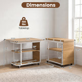Mobile Night Stand with Foldable Swivel Top and 2-Tier Shelf for Small Spaces