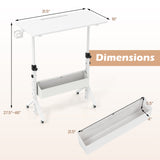 Mobile Standing Desk Height Adjustable Rolling Laptop Desk with Cup Holder Storage Basket