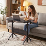 Mobile Standing Desk Height Adjustable Rolling Laptop Desk with Cup Holder Storage Basket