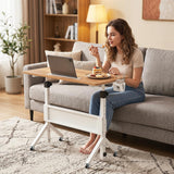 Mobile Standing Desk Height Adjustable Rolling Laptop Desk with Cup Holder Storage Basket