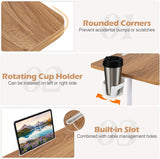 Mobile Standing Desk Height Adjustable Rolling Laptop Desk with Cup Holder Storage Basket
