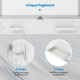 Mobile Whiteboard Adjustable Double-Sided Magnetic Board with Pegboard-White