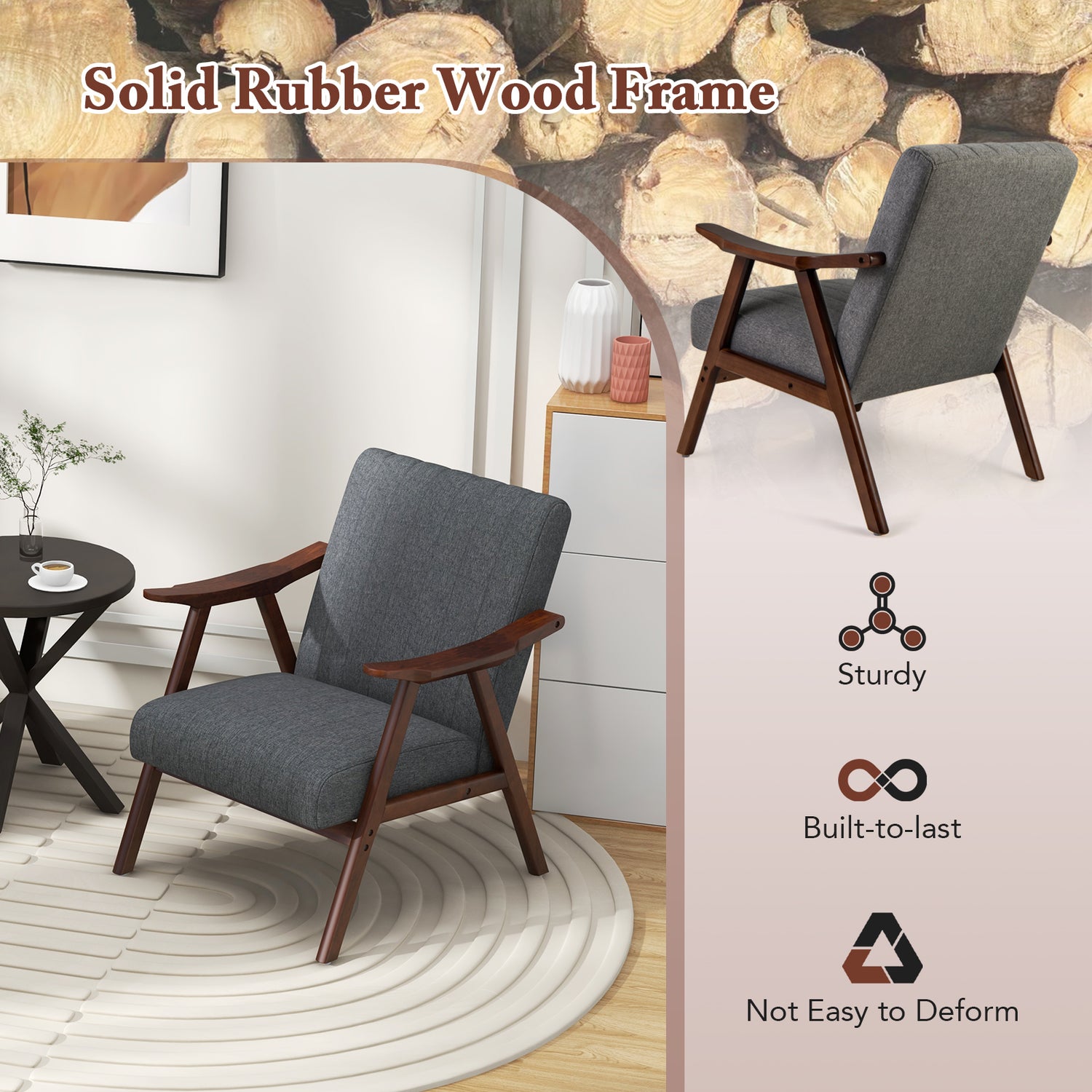Modern Accent Chair Leisure Armchair with Felt Pads