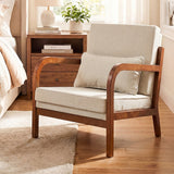 Modern Accent Chair Faux Leather Linen Fabric Upholstered Armchair
