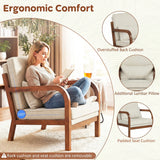 Modern Accent Chair Faux Leather Linen Fabric Upholstered Armchair