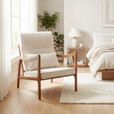 Modern Accent Chair with Solid Rubber Wood Faux Leather Upholstered Armchair