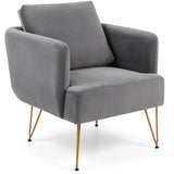 Modern Accent Chair w/Back Cushion & Golden Metal Legs for Living Room Bedroom