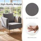 Modern Accent Chair w/Back Cushion & Golden Metal Legs for Living Room Bedroom