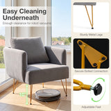 Modern Accent Chair w/Back Cushion & Golden Metal Legs for Living Room Bedroom
