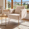 Modern Accent Chair w/Back Cushion & Golden Metal Legs for Living Room Bedroom