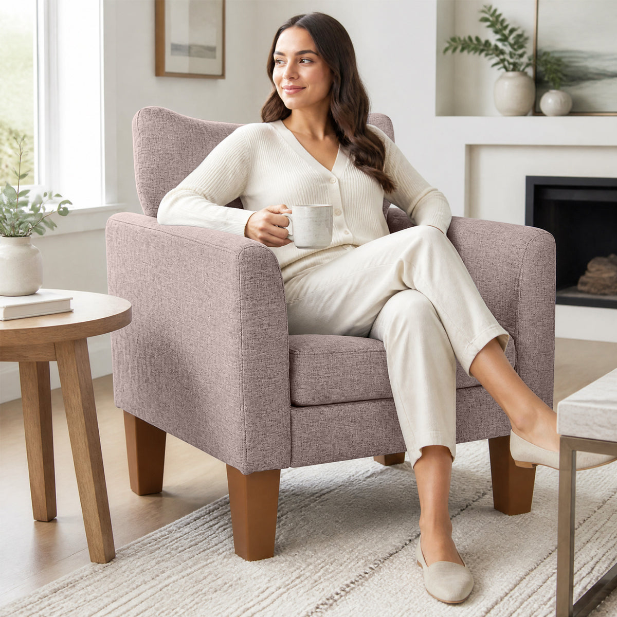 Modern Accent Chair with Removable Cushion & Pillow for Living Room