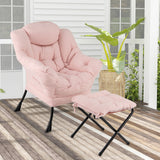 Modern Accent Chair with Folding Footrest and Head Pillow
